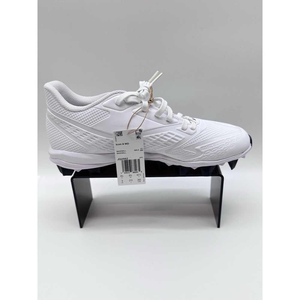 Adidas Icon 8 MD Mens 9US Baseball Cleats Ironskin, White/Black